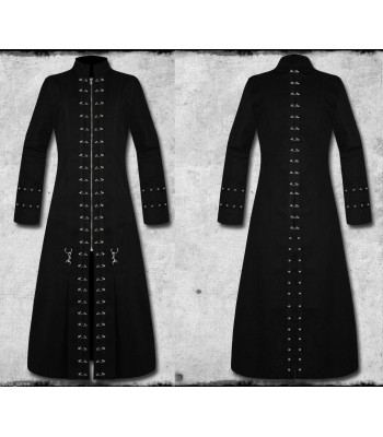 Men Gothic Coat Black Punk Pin Head Vampire Coat